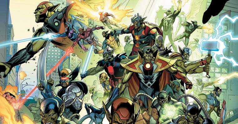 Heróis Marvel são “substituídos” por Skrulls. (Foto: Reprodução/Legião dos Heróis) Lorena Bueri