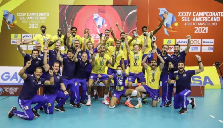 Brasil vence Argentina no Sul-americano de vôlei masculino e conquista 33º título