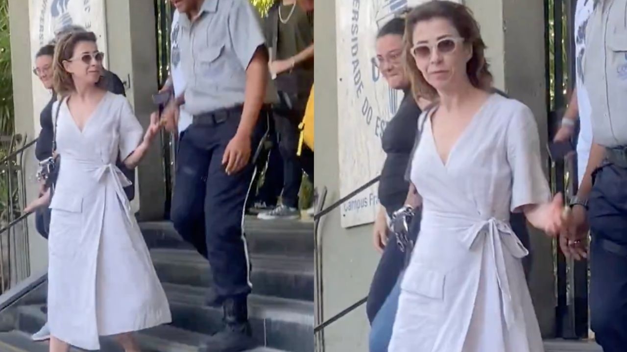 Fernanda Torres aposta em look sofisticado para prestigiar defesa de mestrado do filho