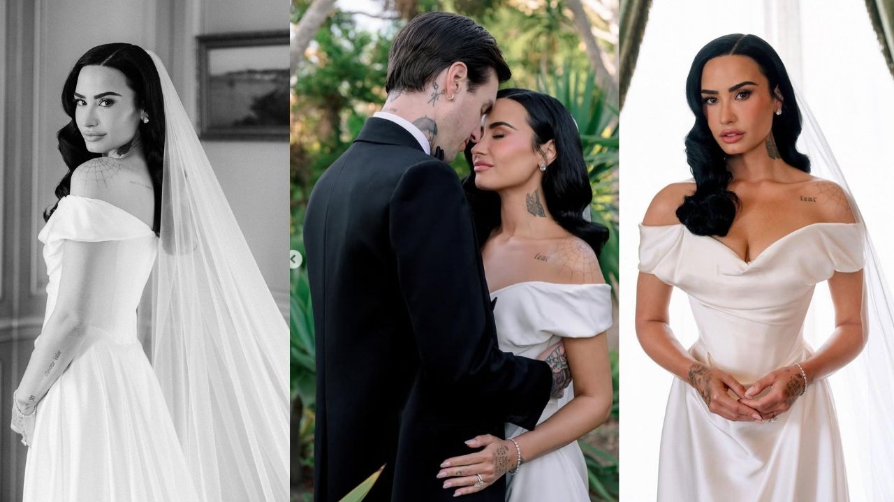 Demi Lovato aposta em maquiagem iluminada e penteado atemporal em seu casamento