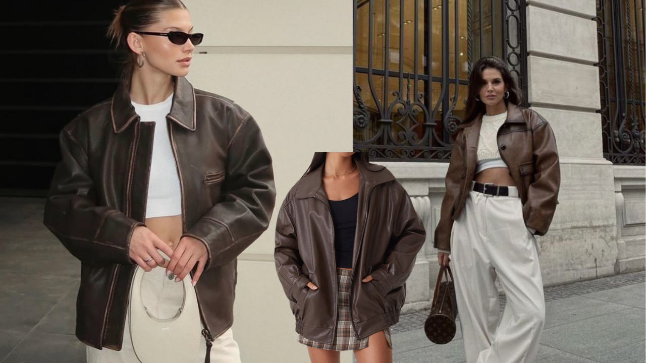 Clássica e versátil, a jaqueta marrom é tendência confirmada da estação | Reprodução/Pinterest/@voelkerlingselma