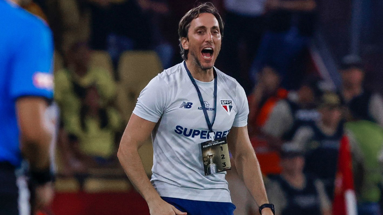 Luís Zubeldía comandando o São Paulo na Libertadores | Reprodução/X/São Paulo