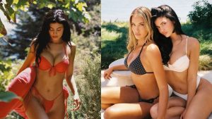 Kylie Jenner exibe bronzeado e aposta em visual retrô em nova campanha de biquínis