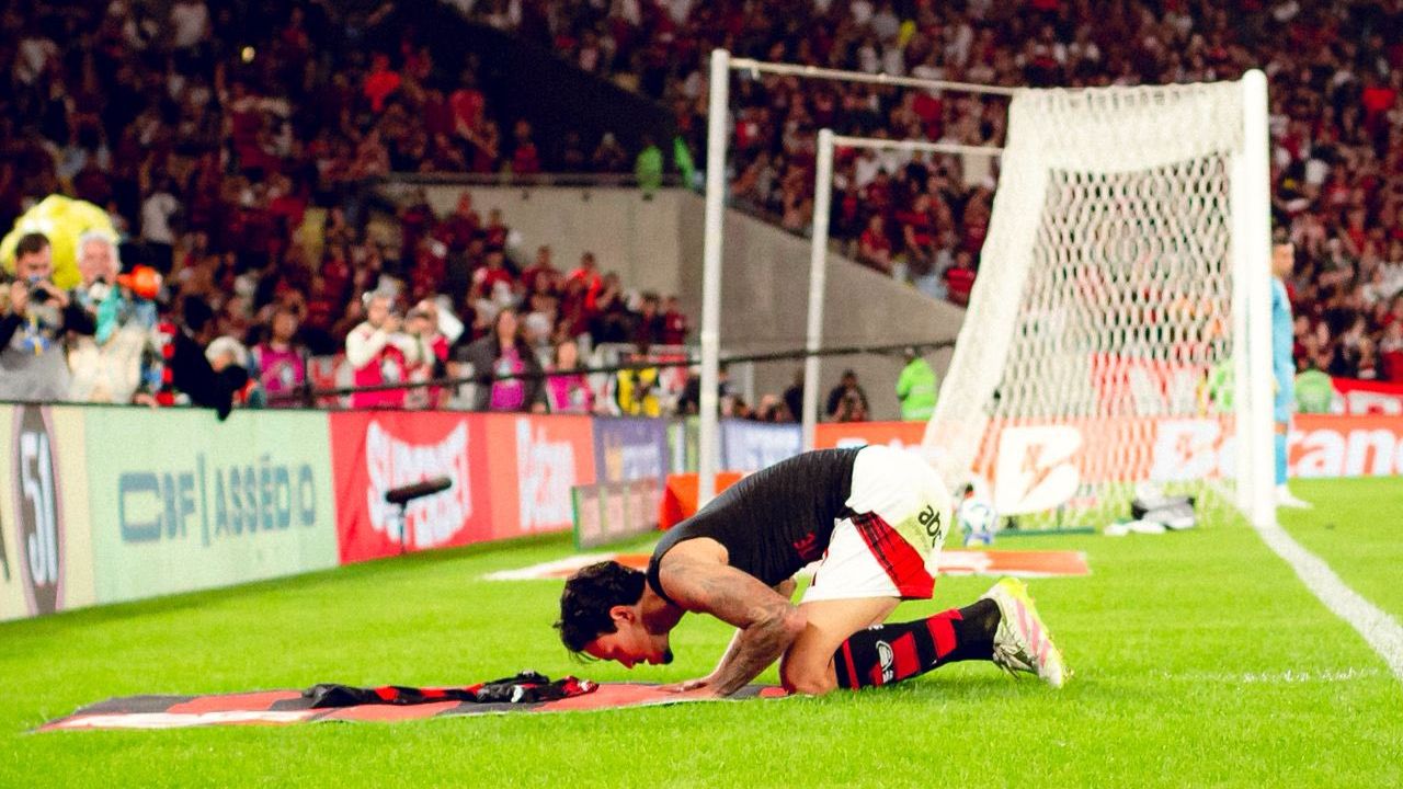 Pedro comemora gol da vitória contra o Fluminense | Foto: Reprodução/X/@Flamengo