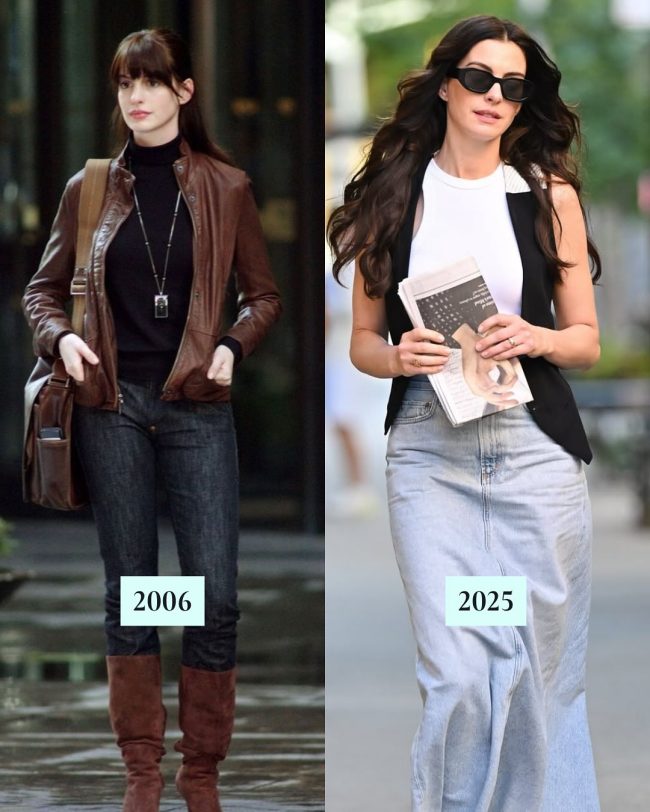 Anne Hathaway troca as botas icônicas de Andy Sachs por sandálias Chanel