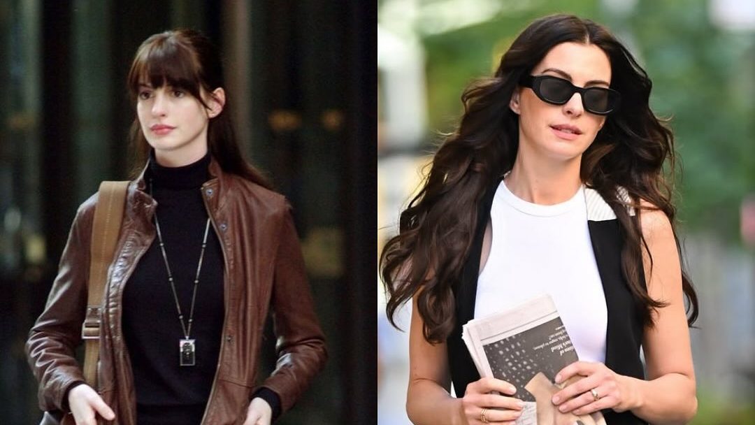 Anne Hathaway ao lado de Andy Sachs sua personagem l
(Reprodução/Instagram/@herworldindonesia