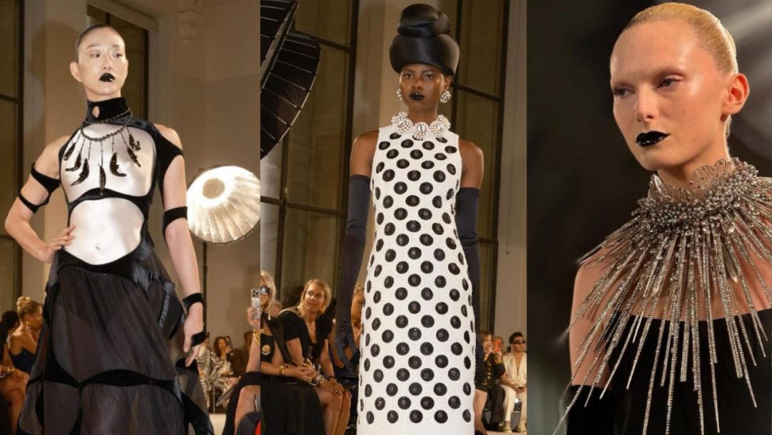Lábios preto vinil dominam produções de beleza do desfile da Schiaparelli