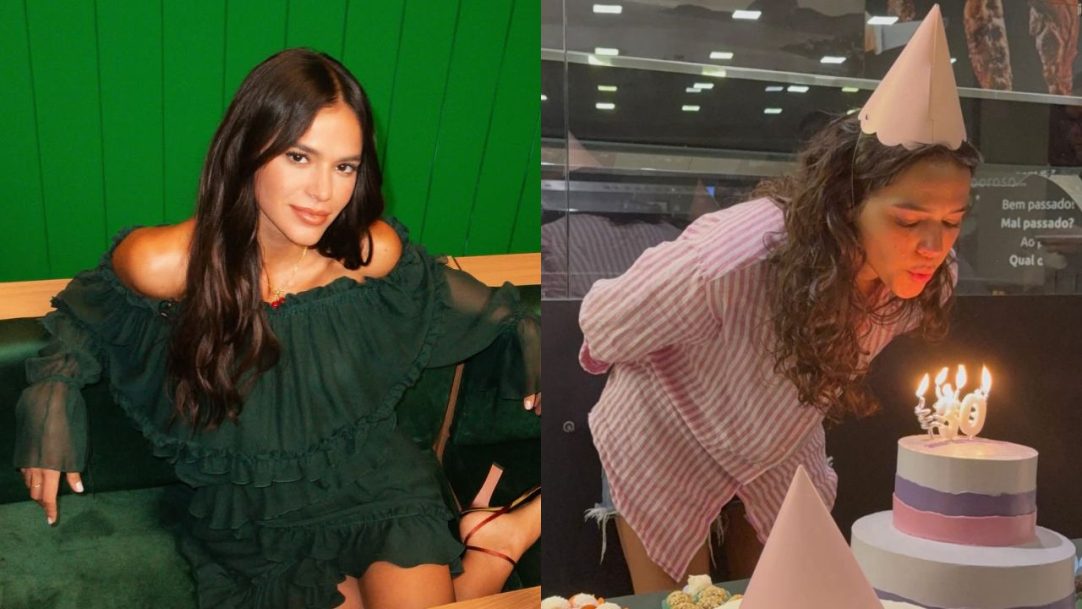Bruna Marquezine ganha bolo de aniversário em set de filmagem
