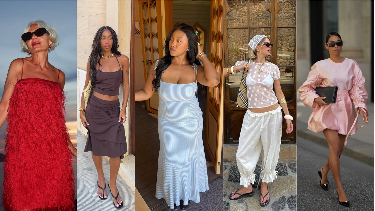 Cores tendências para o verão 2026 | Reprodução/Instagram/@graceghanem/@amaka.hamelijnck/@nnennaechem/@linda.sza/@cherifaakilli