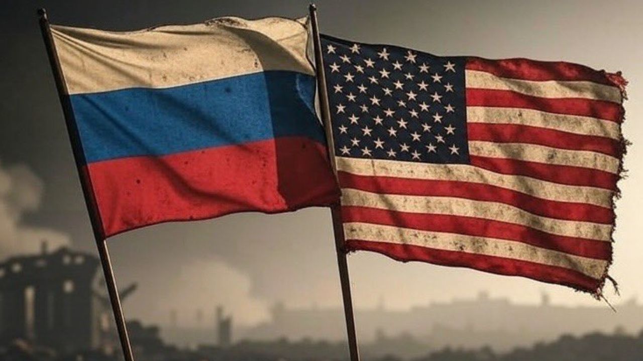 Bandeiras Rússia e Estados Unidos | Reprodução/X/@vladmirputiniu