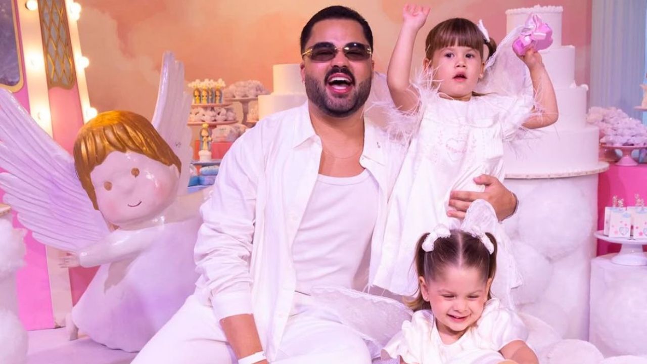 Lucas Guedez com Maria Alice e Maria Flor | Reprodução/Instagram/@lucasguedez