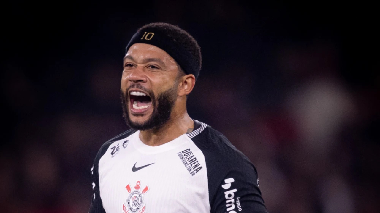 Memphis Depay comemora gol pelo Corinthians | Reprodução/Rodrigo Coca/Corinthians