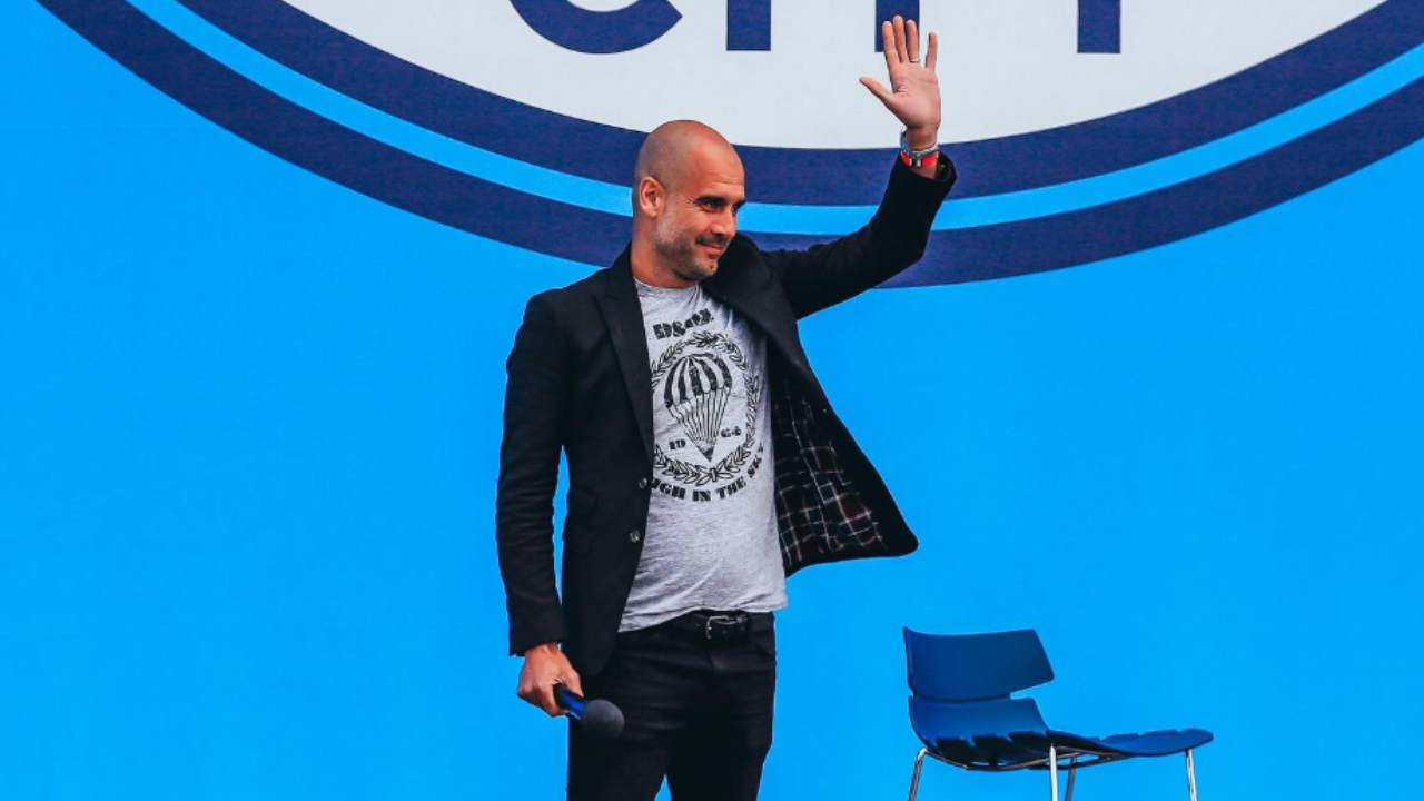 Guardiola na apresentação pelo Manchester City | Reprodução/Instagram/@mancity