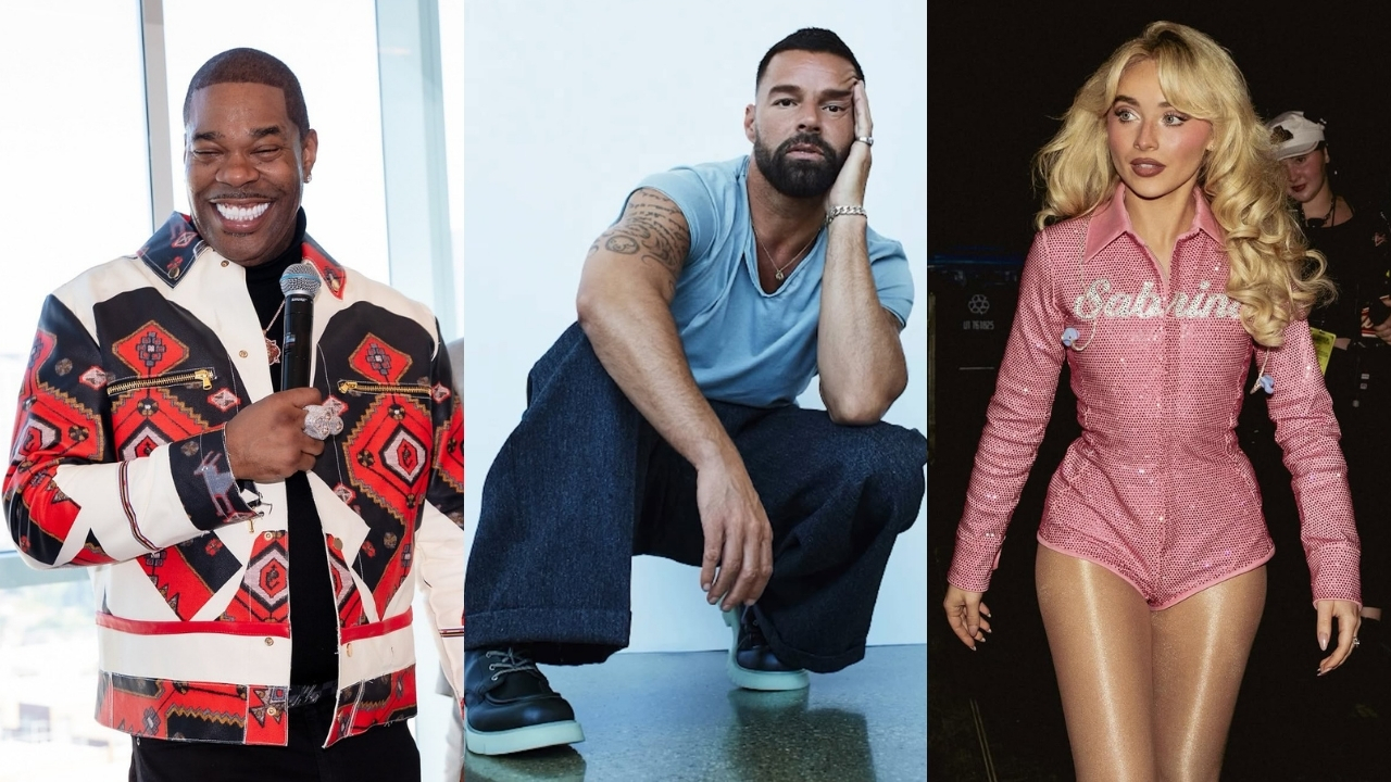 Busta Rhymes, à esquerda, Ricky Martin, ao centro, Sabrina Carpenter, à direita | Reprodução/Instagram/@bustarhymes/ricky_martin/sabrinacarpenter