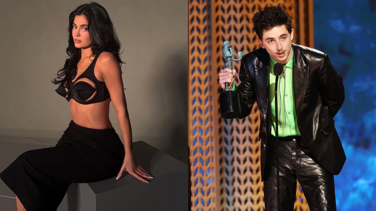 à esquerda, Kylie Jenner; à direita, Timothée Chalamet | Reprodução/Instagram/@kyliejenner/@tchalamet