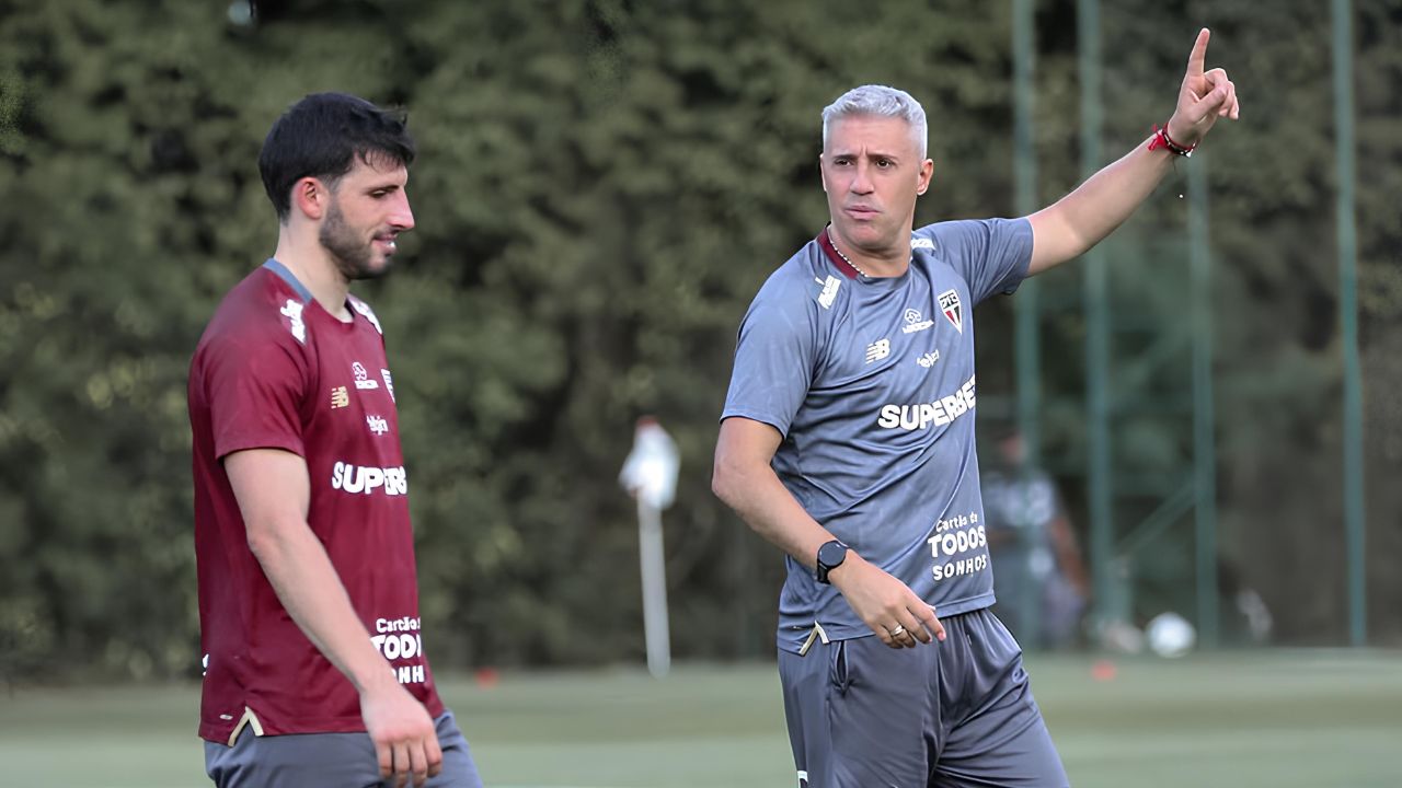 Crespo e Calleri no treino | Reprodução/Instagram/@saopaulofc