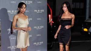 Zoë Kravitz embarca na tendência dos vestidos camisola dos anos 90