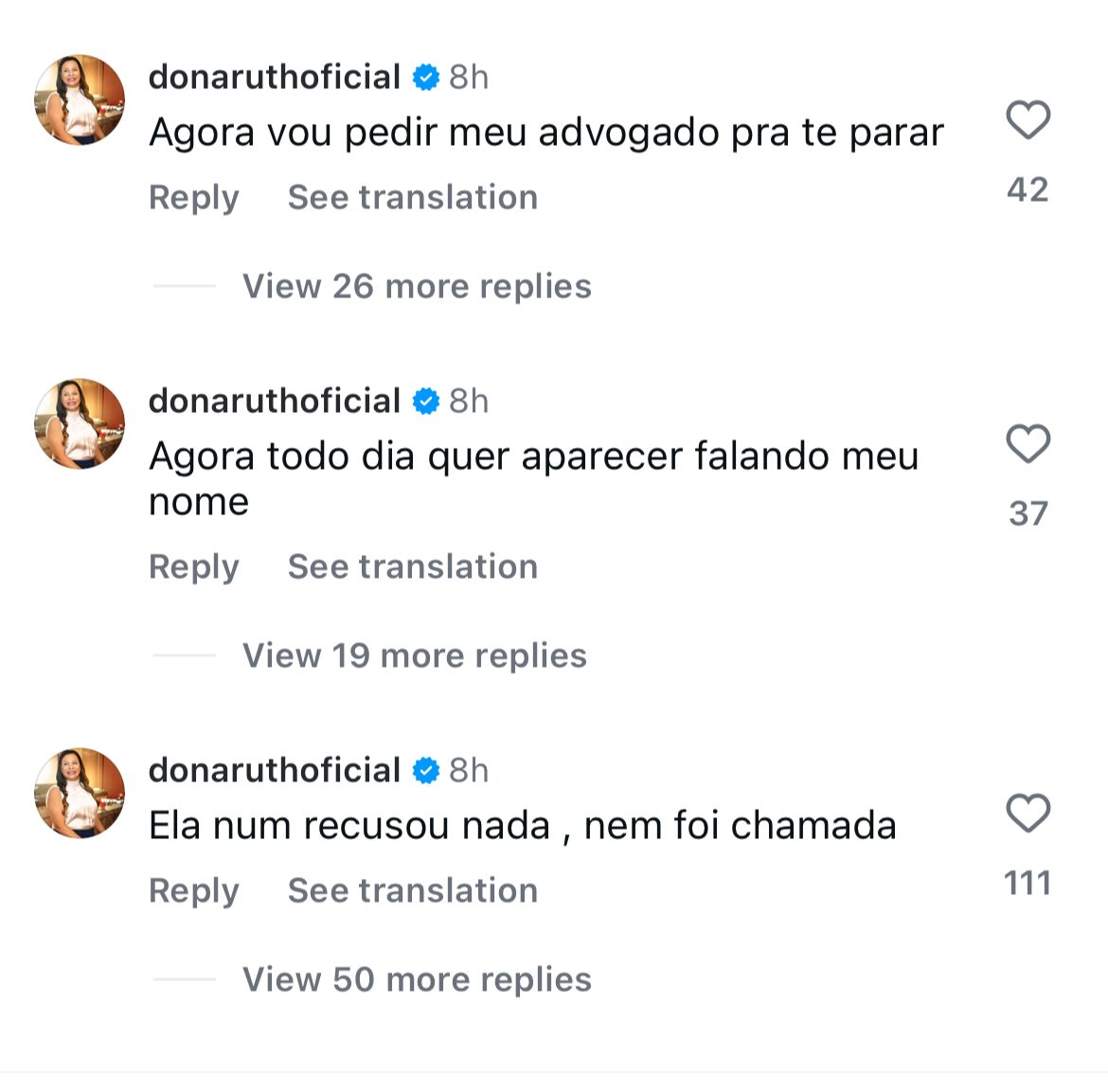 Comentários de Dona Ruth