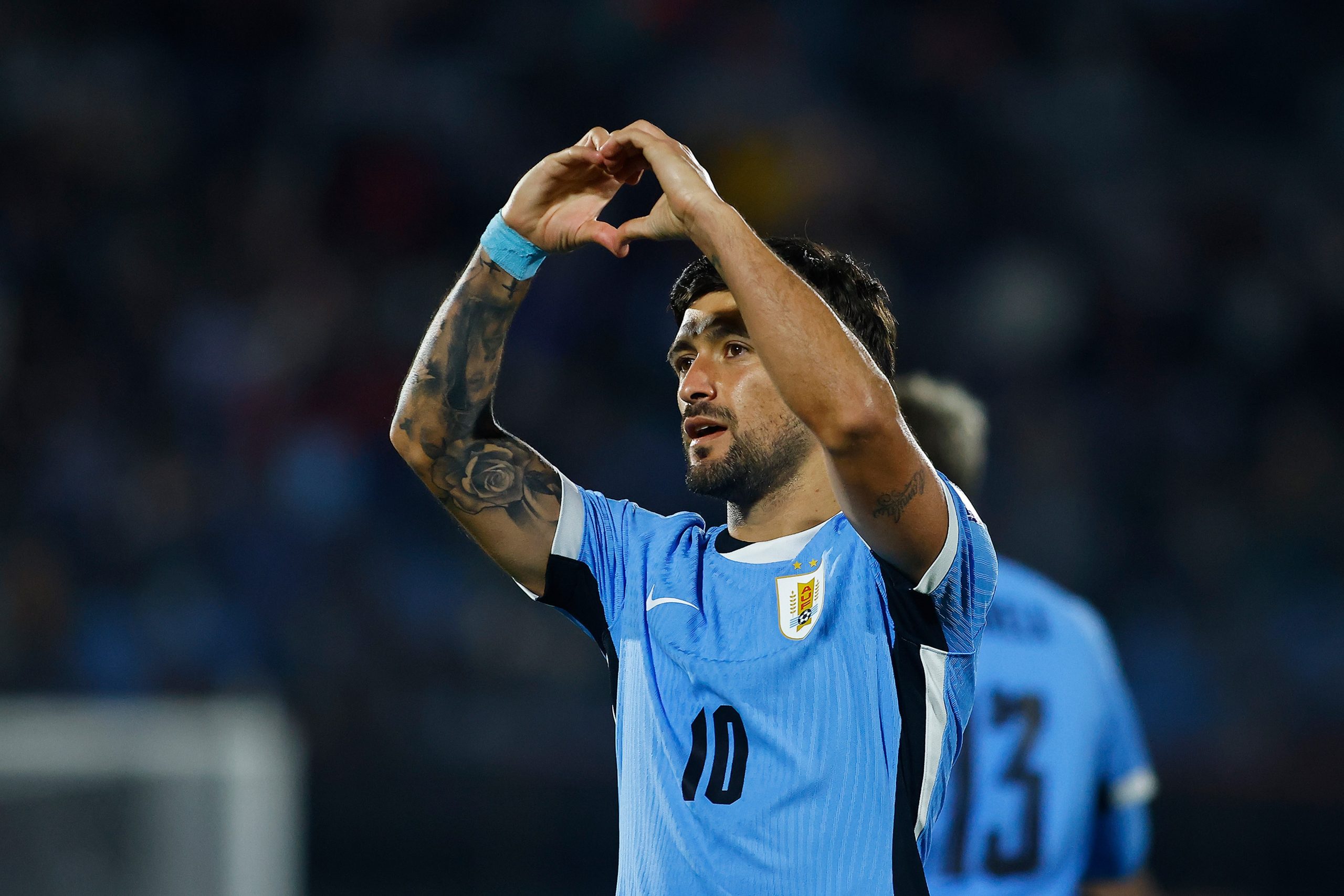 Arrascaeta durante partida do Uruguai contra o Peru | Reprodução/Ernesto Ryan/Getty Images 