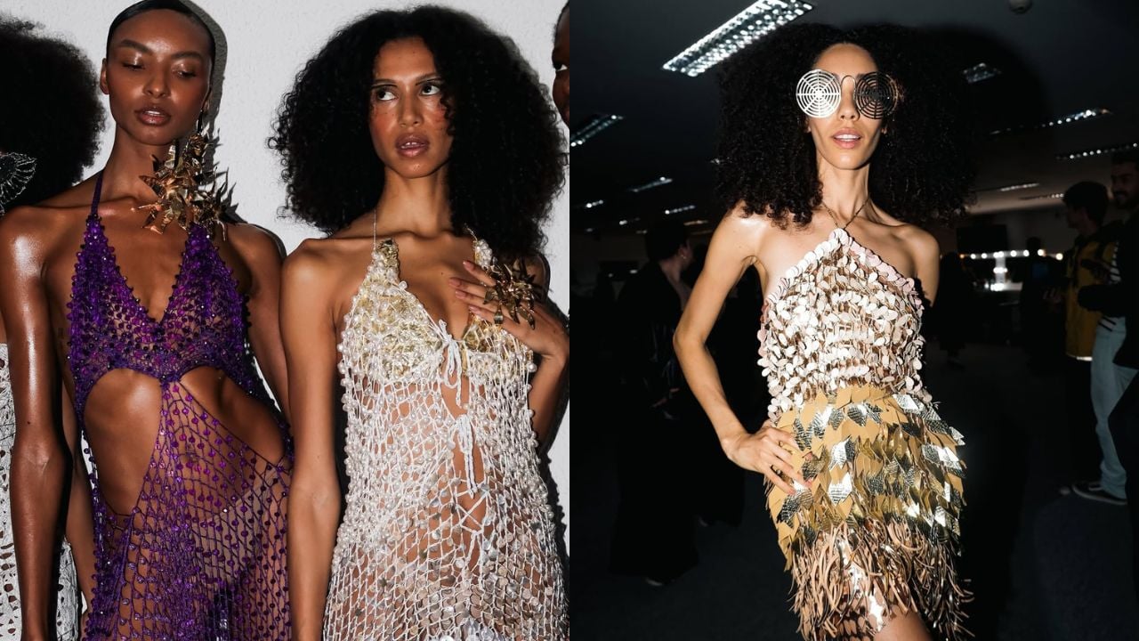 Modelos no backstage do desfile de Gustavo Silvestre | ReproduçãoInstagram@clarachecc